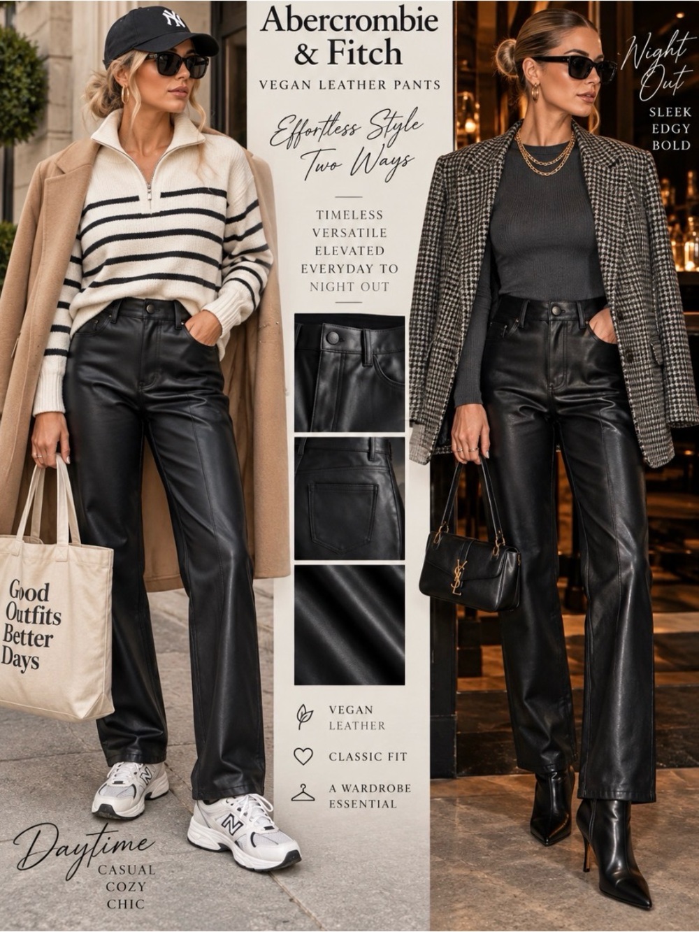 NWT Abercrombie & Fitch The ’90s Relaxed High Rise Vegan Leather Pants 27